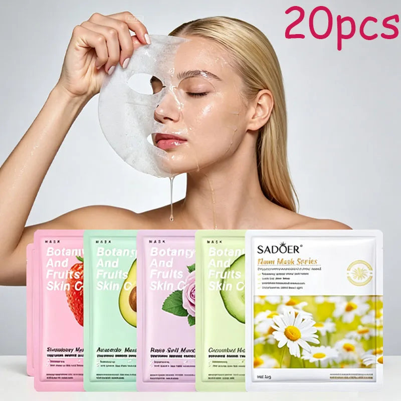 20pcs Hydrating And Moisturizing Face Masks, 5 Kinds Of Mixed Packs, Moisturizing And Hydrating, Containing Hyaluronic Acid And Vitamin C, Make Facial Skin More Delicate, Smooth, And Hydrated, Portable For Travelling/Valentines Day/Mothers Day
