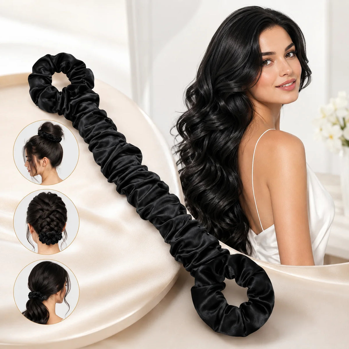 OvernightGlow™ Curler 🌙 — Soft Satin, Perfect Morning Hair
