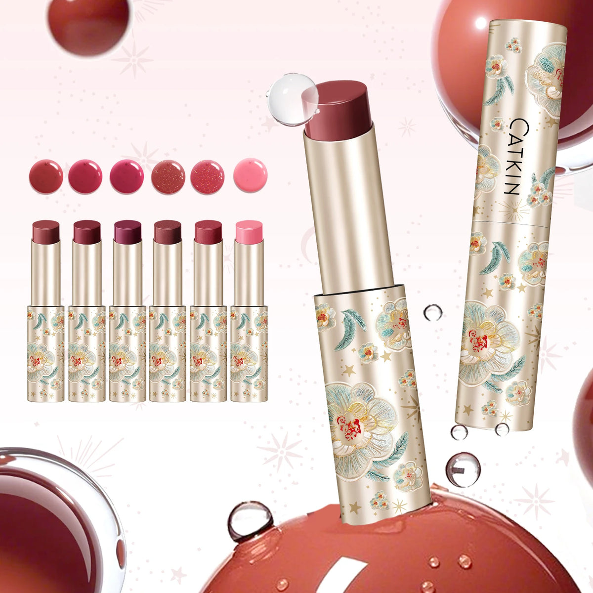 CATKIN GLOSSY LIP BALM, 6 Vibrant Colors Moisturize Protect & Soothe, for Halloween Cosplay & Party Lip Looks