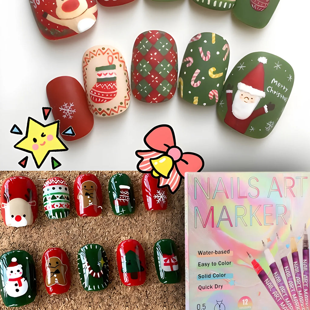 GlamStroke™ 12-Color Nail Art Pens
