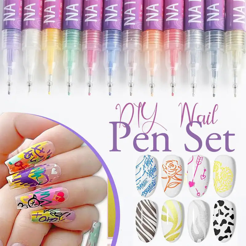 GlamStroke™ 12-Color Nail Art Pens