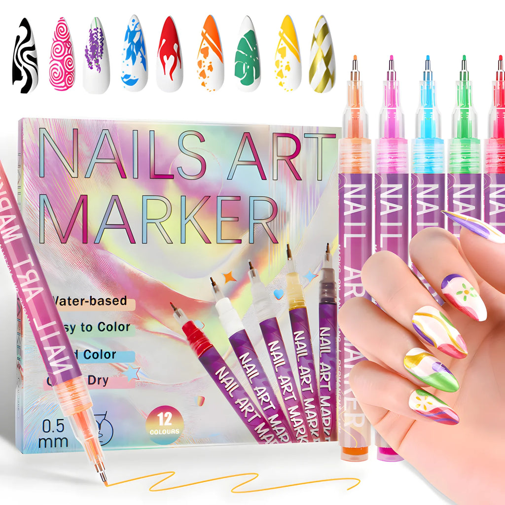 GlamStroke™ 12-Color Nail Art Pens