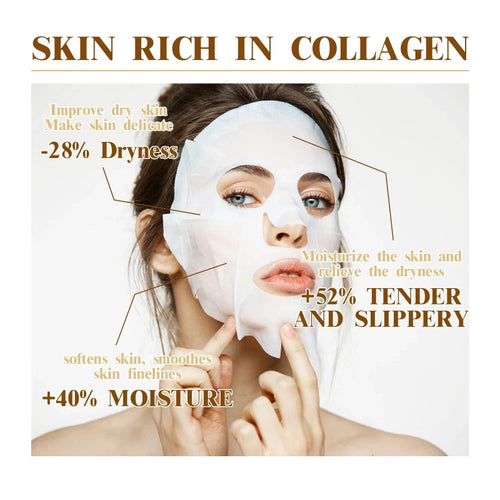 10pcs Korean Collagen Anti Wrinkle Facial Mask  Fade Fine Lines Anti Aging Firm Skin Moisturizing Brightening Skincare Mask