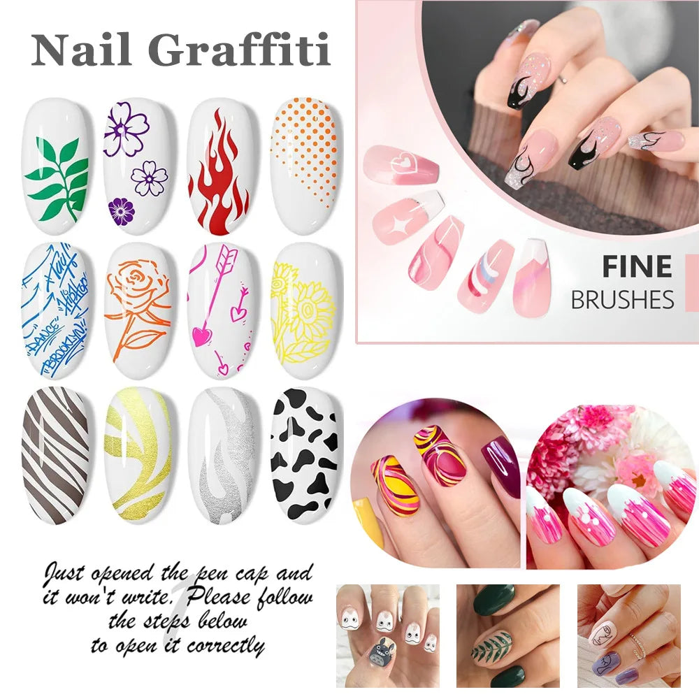 GlamStroke™ 12-Color Nail Art Pens