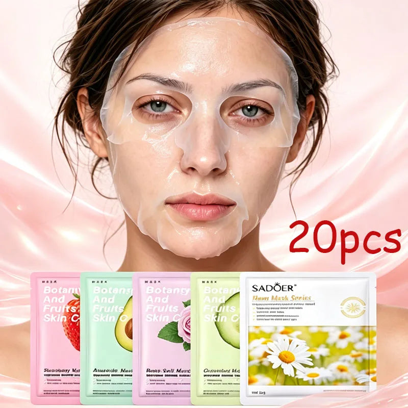 20pcs Hydrating And Moisturizing Face Masks, 5 Kinds Of Mixed Packs, Moisturizing And Hydrating, Containing Hyaluronic Acid And Vitamin C, Make Facial Skin More Delicate, Smooth, And Hydrated, Portable For Travelling/Valentines Day/Mothers Day