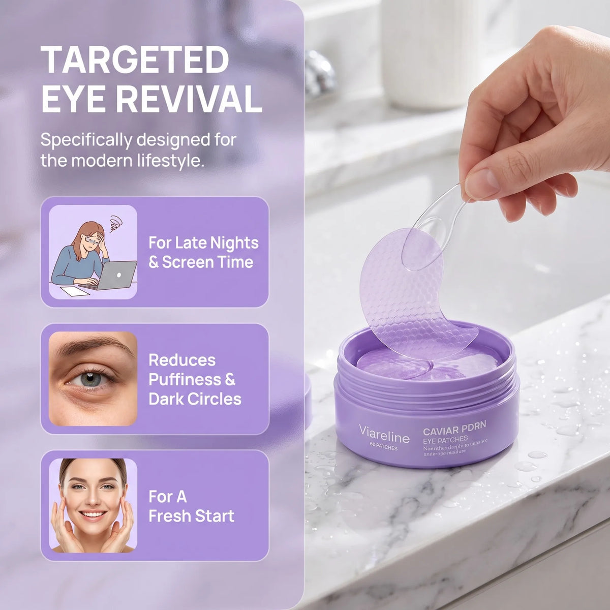 2026 New Caviar Infused Hydrogel Under Eye Patches 60 Count, Dual Nourishing Complex Hydrating Daily Eye Mask for All Skin Types, For Revitalized‑Looking Under‑Eye Skin, Perfect Holiday Gift for Halloween Thanksgiving Christmas
